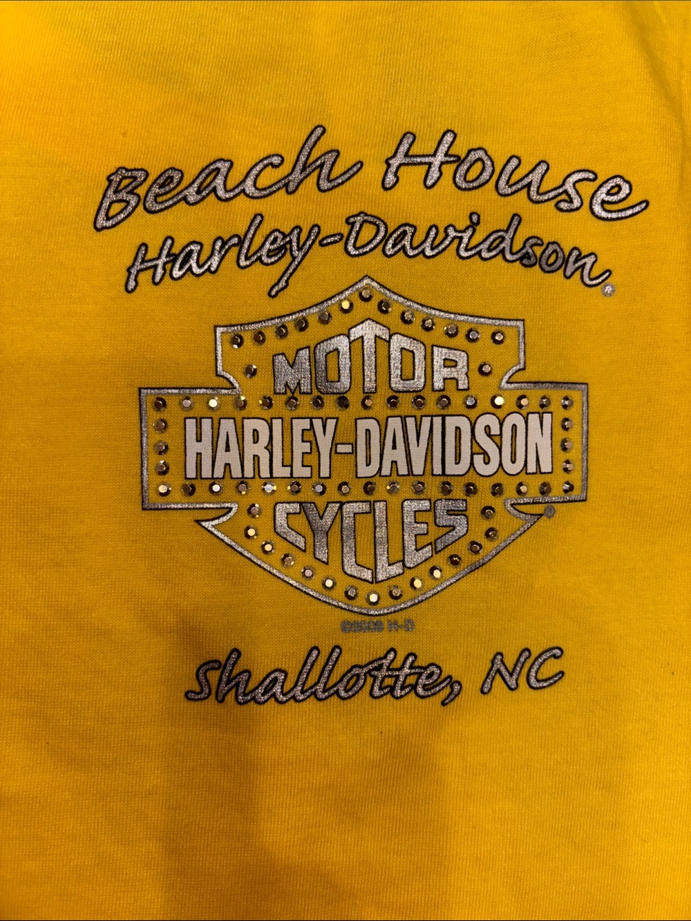 Harley-Davidson Yellow Rhinestone Wing Logo Short Sleeve Tee